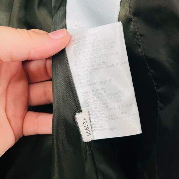 Michael Kors Gunmetal Faux-Fur-Trim Hooded Chevron Down Puffer Parka Coat Small - Picture 10 of 10